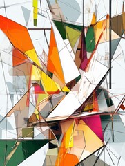 Abstract Art with Dynamic Geometric Shapes and Vibrant Color Composition