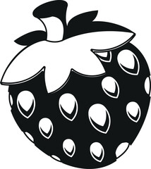 Black-and-white natural strawberry vector illustration