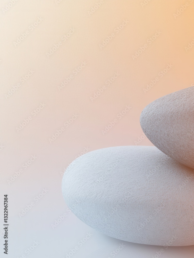 Poster Minimalistic Zen-inspired background featuring smooth pebbles and soft pastel gradients for a calming aesthetic experience