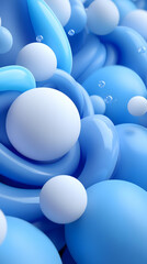 Abstract blue spheres, swirling, background, design