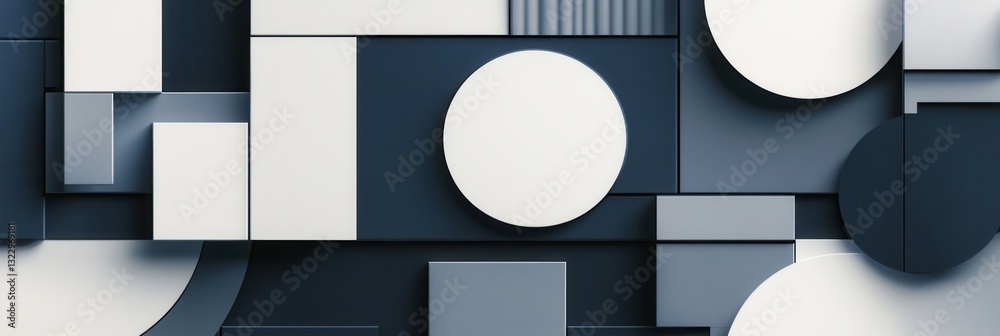 Poster Geometric background design featuring angular shapes in navy blue, gray, and white with a modern touch suitable for governance and stability themes