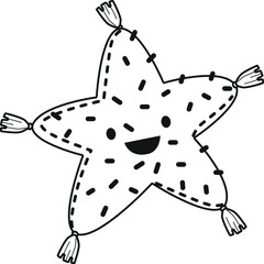 Sea star plush toy black-and-white