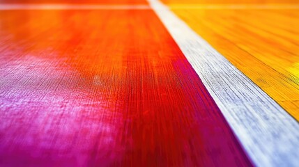 A close-up of the free-throw line on a basketball court, showing the textured floor markings.
