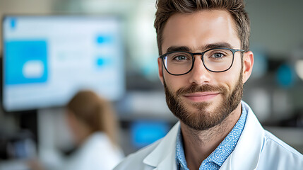 Confident phd student presenting research findings in laboratory setting professional environment engaging viewpoint academic growth