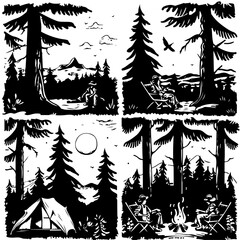 Camping Vector,
Outdoor Silhouettes,
Nature Clipart,
Camping Graphics,
Adventure Icons,
Tent Silhouette,
Hiking Clipart,
Campfire Vector,
Wilderness Vector,
Camping Elements,
Adventure Graphics,