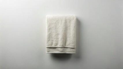 Fototapeta premium Elegant Hand Towel Flat Lay: Soft, Absorbent Cotton Fabric on Solid Background - Copy Space