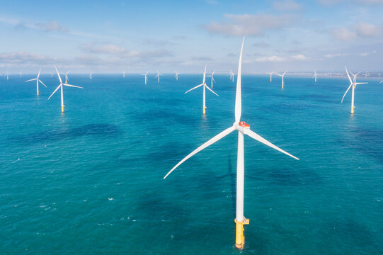 Offshore Wind Turbines Generating Renewable Energy in Ocean