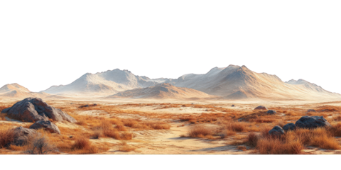 Mars-like desert landscapes with golden orange mountains and sand dunes, cut out. Extraterrestrial terrain visualization for science fiction and space concepts.Dramatic 3D rendered environment with ba