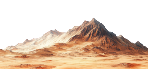 Mars-like desert landscapes with golden orange mountains and sand dunes, cut out. Extraterrestrial terrain visualization for science fiction and space concepts.Dramatic 3D rendered environment with ba