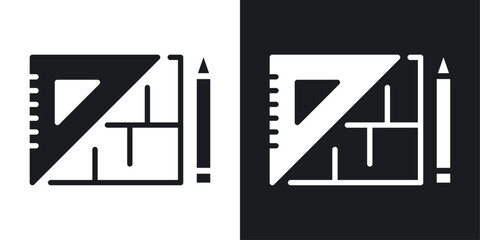 Floor plan vector icon set in solid style.