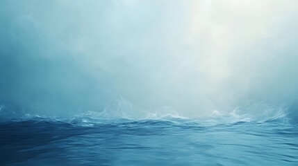 Naklejka premium Ethereal Pastel Blue Ocean Scene with Gentle Waves and Soft, Dreamy Skies