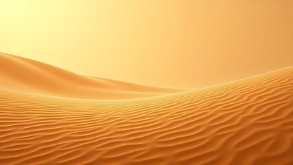 Golden Desert Dunes Bathed In Warm Sunlight, A Serene Landscape Of Endless Horizons And Whispering Sands Under A Hazy Sky