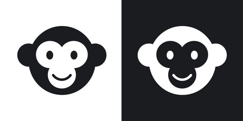 monkey vector icon set in solid style.