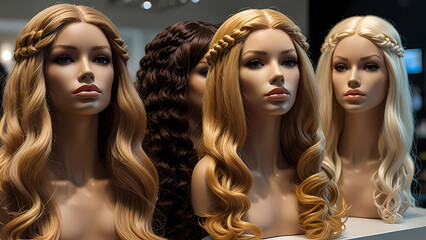 Naklejka premium Luxury Wig Display: Elegant Close-Up Shot
