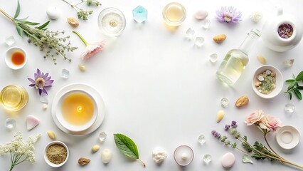 Global Care: Soft Feminine Flat Lay with Copy Space for Wellness Branding