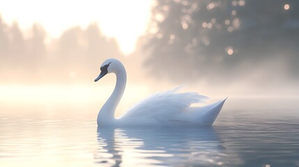 Fototapeta premium Surreal 3D of Brand Recognition Mute Swan Symbol