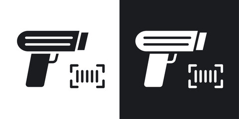 Scanner gun vector icon set in solid style.