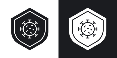 Fototapeta premium Shield virus vector icon set in solid style.
