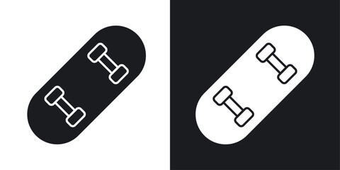 Skateboard vector icon set in solid style.