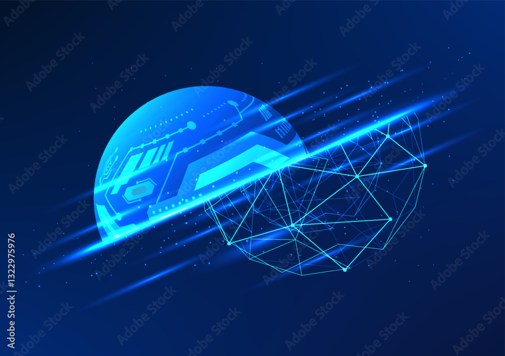 Poster abstract technology background. circles with lines connecting them represent the growth and developm