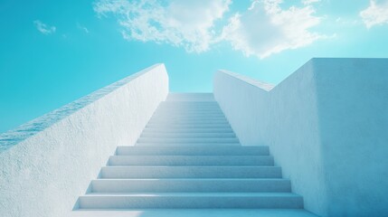 Minimalist staircase to the sky a symbol of personal growth in a serene environment
