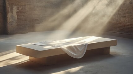 A leotard draped over a gymnastics beam, illuminated by soft lighting.