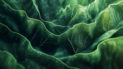 Detailed Close-up View of a Verdant Leaf Showcasing Intricate Textures and Natural Patterns in Green Tones