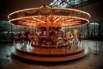 Obraz premium Illuminated Carousel at Night
