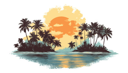 tropical island with palm trees