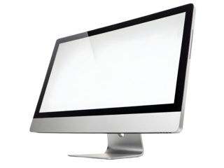 Modern all in one computer with blank screen.