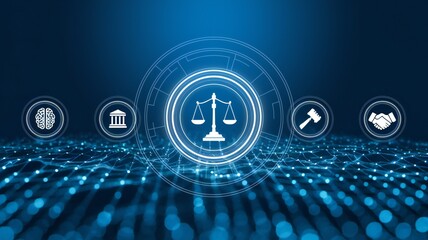 AI ethics or AI Law concept. Developing AI codes of ethics. Compliance, regulation, standard , business policy and responsibility for guarding against unintended bias in machine learning algorithms.