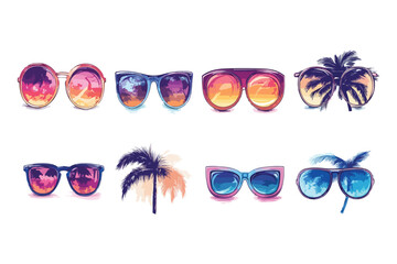set of colorful sunglasses