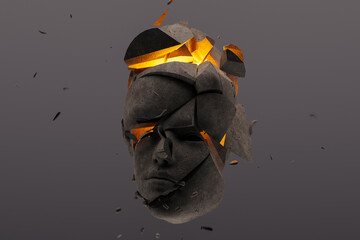 Decomposing head symbolizes liberation and release of thoughts