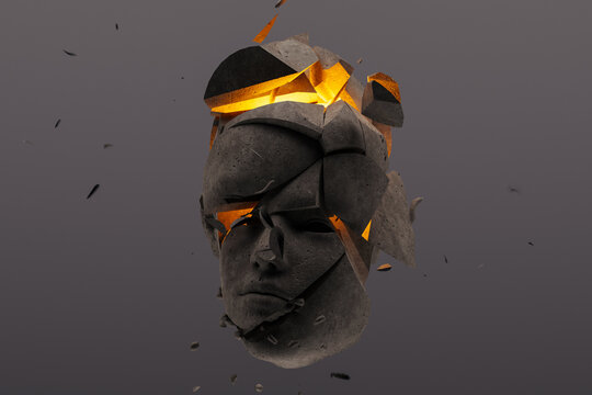 Decomposing head symbolizes liberation and release of thoughts