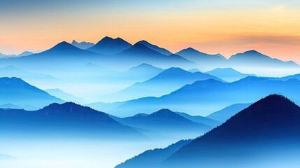 Fototapeta premium Abstract landscape background idea. Serene mountains bathed in soft light, creating a tranquil landscape at dusk.