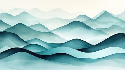 Abstract landscape background idea. Serene waves of blue and green create a calming abstract landscape.