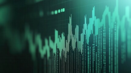 Minimalist financial charts display data insights with muted green and gray background for clean, modern analysis