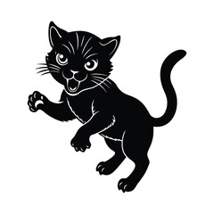 angry baby cat jumping silhouette art