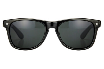 Classic black sunglasses, isolated on black background.