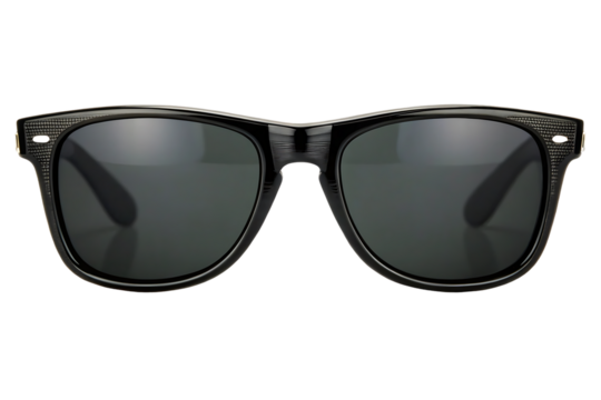 Classic black sunglasses, isolated on black background.