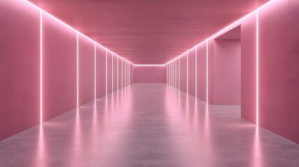 Futuristic Neon Pink Corridor with Modern Lighting Architecture