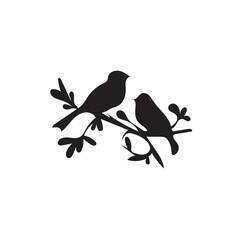 birds on branch vector illustration silhouette 