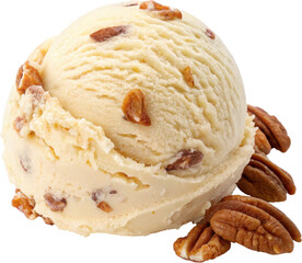A single scoop of rich and creamy butter pecan ice cream