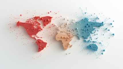 Dotted World Maps: A 3D dotted world map with varying dot sizes representing different data values, creating a visually engaging representation of global data distribution and statistical analysis.