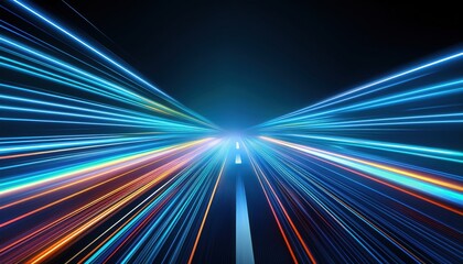 Fototapeta premium Dynamic tunnel with light streaks representing high-speed data transfer in a digital environment