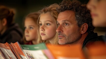 Fototapeta premium Family Planning Child s Future University Choices Brochures Decision