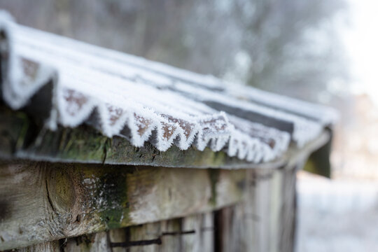Frosty corrugated iron roof