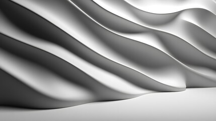 Obraz premium Sleek 3D Wall Mockup Crafted with Fluid Waves for Modern Interior Design Inspiration
