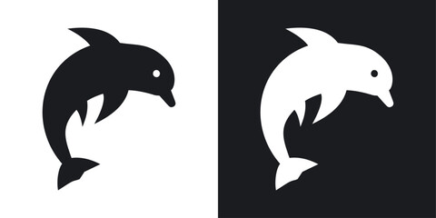 Dolphin icons pack in solid style