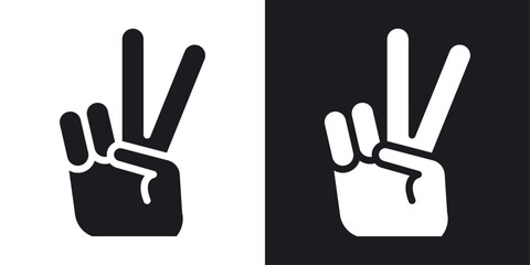 Hand peace icons pack in solid style